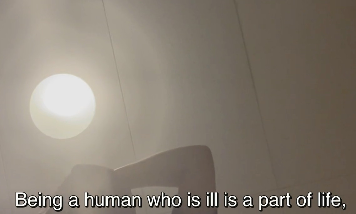 Ein Bild mit Licht und dem Text über das Leben mit Krankheiten.
