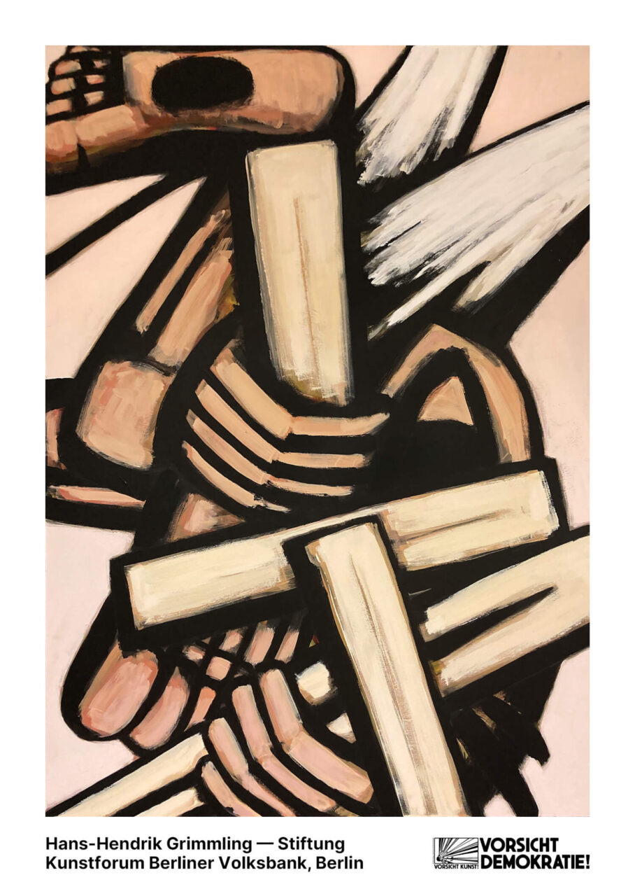 Abstraktes Kunstwerk mit kr&auml;ftigen Linien und verschiedenen Braunt&ouml;nen, die dynamische Formen zeigen.
